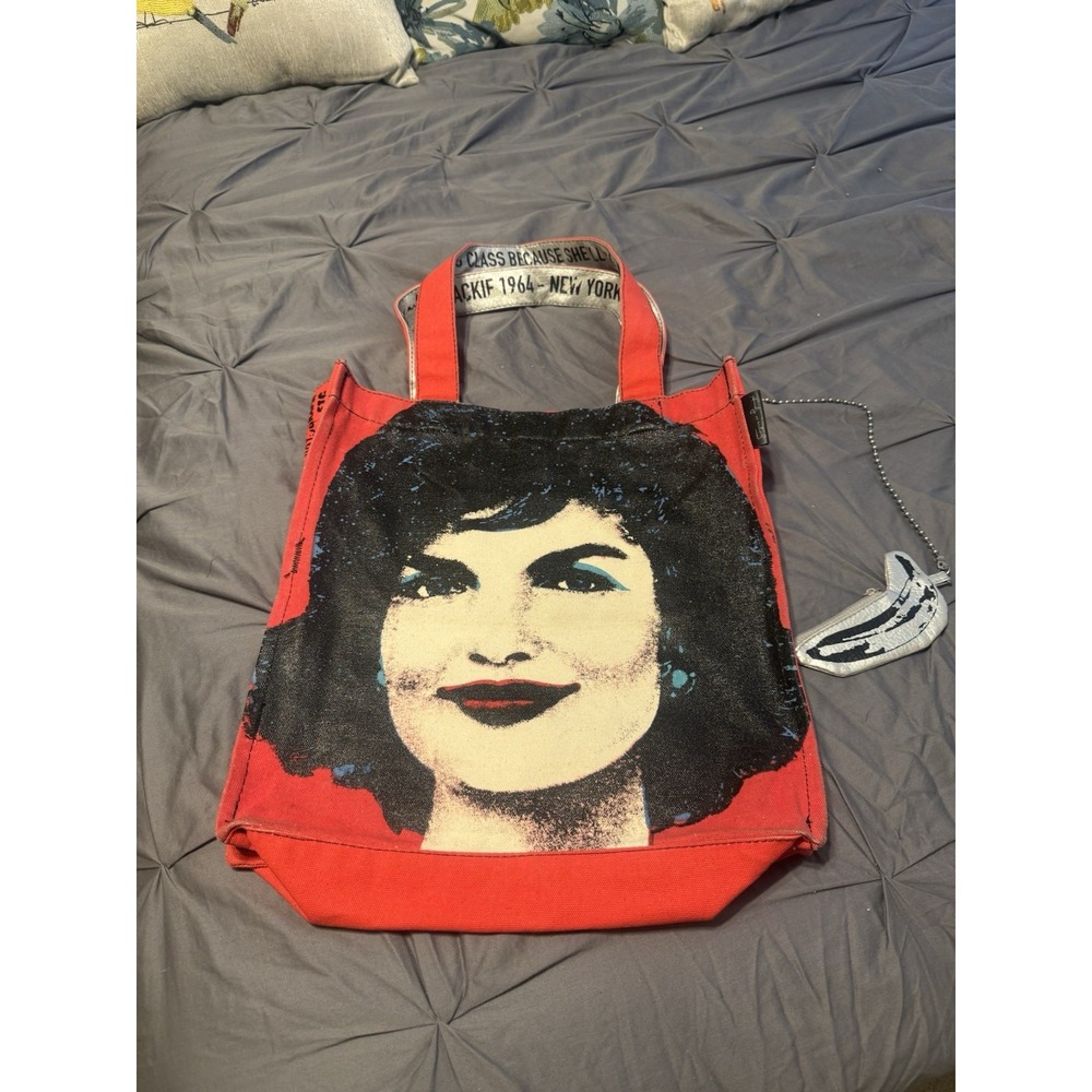 Andy Warhol Jackie O Portrait Print Tote, Open Top, Inner Pockets